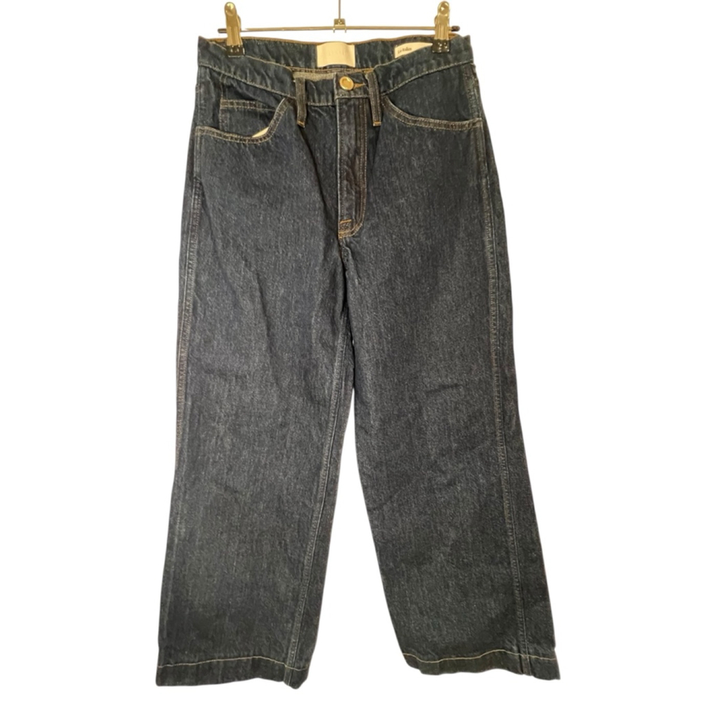 FRAME Le Italien Wide Leg Dark Wash High Rise Denim Jeans